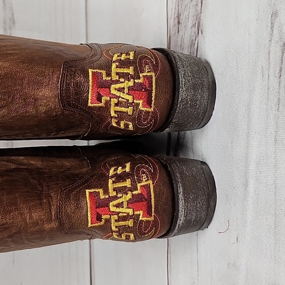 Gameday NWT NCAA Iowa State Cyclones Men 8.5D Embroidered Distressed Sole Boots - Picture 5 of 8